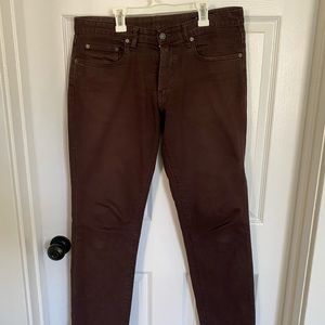 Bonobos travel jeans 32x32 maroon